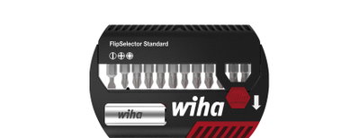 Wiha Set di inserti FlipSelector Standard 25 mm Schlitz, Phillips, Pozidriv 14 pz. 1/4" C6,3 con clip per cintura (39049)