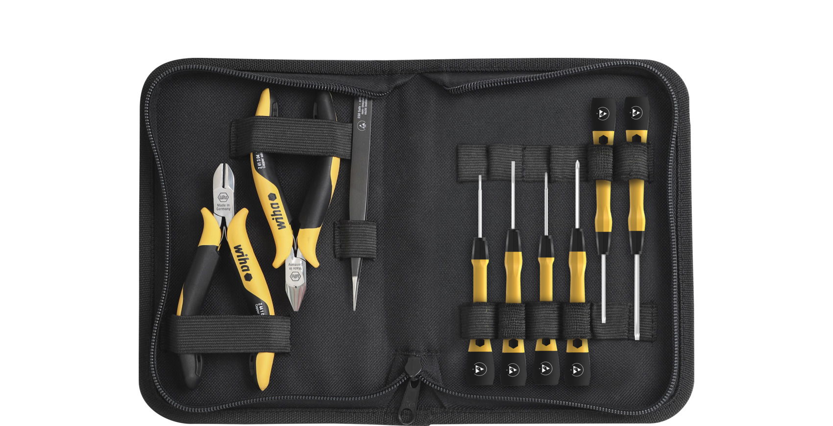 Wiha Set di utensili ESD Pinze, giravite, pinzetta, 10 pz., con custodia a libro (43994)