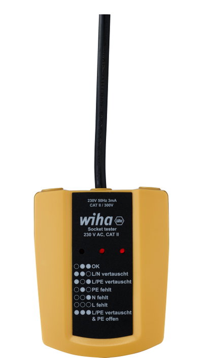 Wiha Tester per prese elettriche 230 V AC, CAT II (45220)