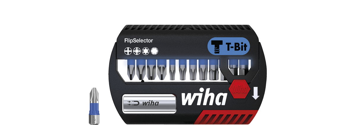 Wiha Set di inserti FlipSelector inserto T 25 mm Assortiti, 13 pz., 1/4" C6,3 (41826) – Immagine 2 di 13