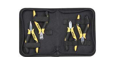 Wiha Set di pinze Professional ESD Tronchese, tronchese a taglienti frontali obliqui, pinza a becchi mezzitondi, 5 pz. con cartella degli strumenti (33507)