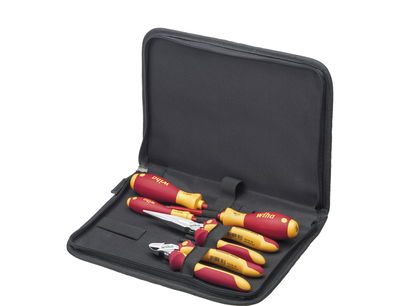Wiha Set di utensili da elettricista Giravite, pinza a becchi mezzitondi, tronchese 6 pz. con custodia a libro (26755)
