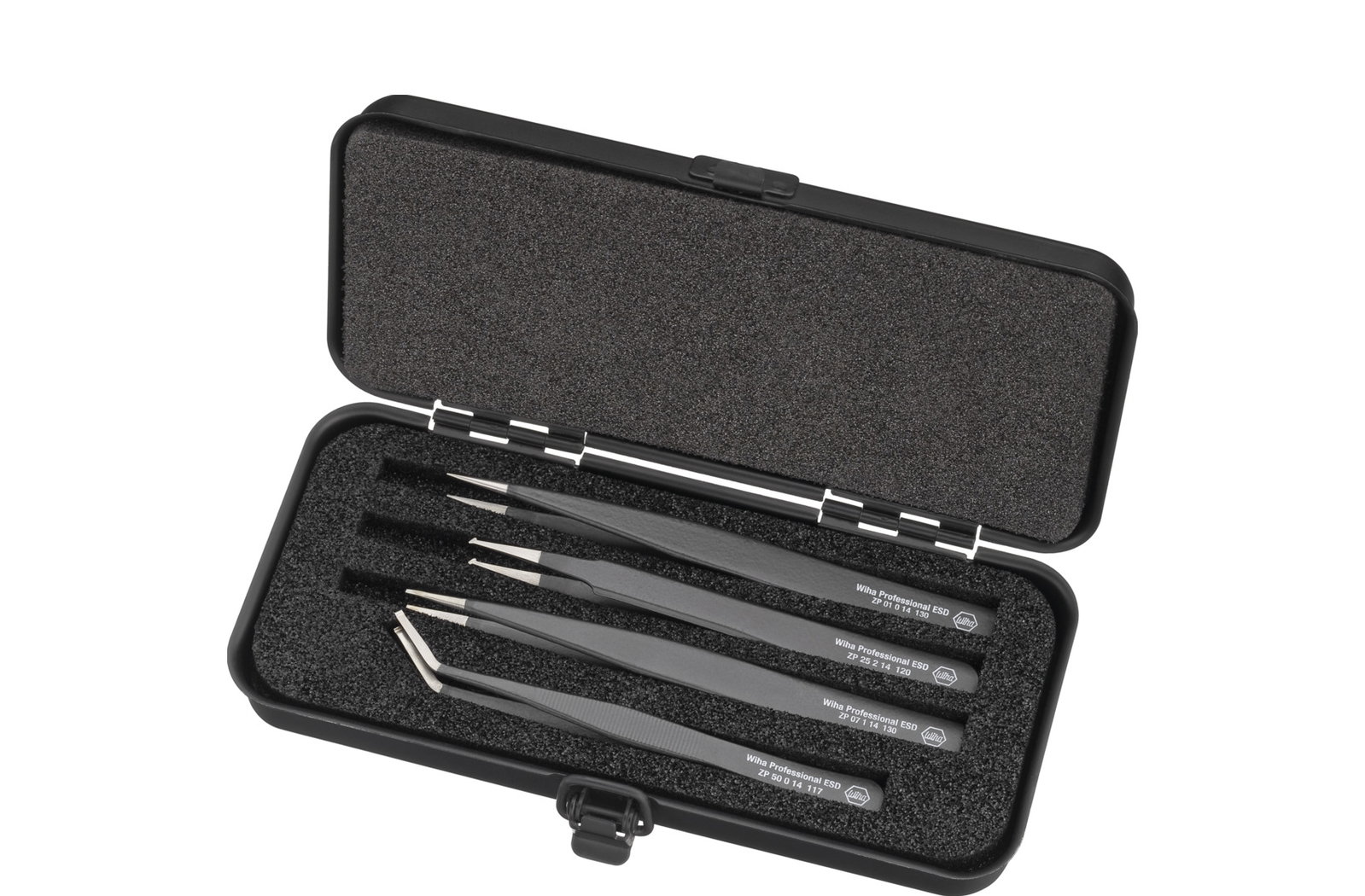 Wiha Set di pinzette SMD Professional ESD Assortito, 5 pz. con custodia (32349)