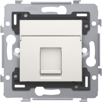 1 złącze RJ45 UTP kat. 5E, model płaski, z podstawa 71 x 71 mm z mocow