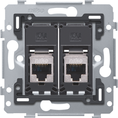 2 złącza RJ45 STP kat. 5E, model płaski, z podstawa 71 x 71 mm z mocow