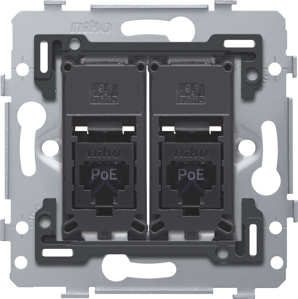 2 RJ45 connections UTP cat. 6, PoE++ ready, flat model, incl. base 71 