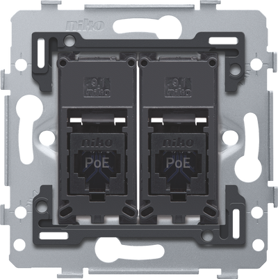 2 RJ45 connections UTP cat. 6, PoE++ ready, flat model, incl. base 71 