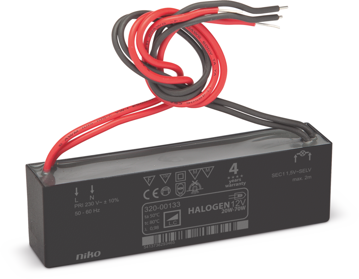 Płaski elektroniczny transformator 70 W z połączeniami kablowymi po st