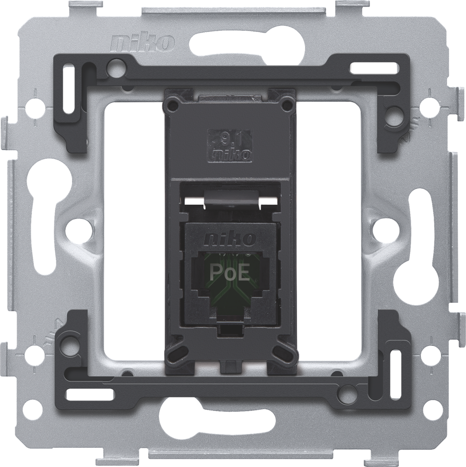 1 RJ45 connection UTP Cat. 5E, PoE++ ready, flat model, incl. base 71 