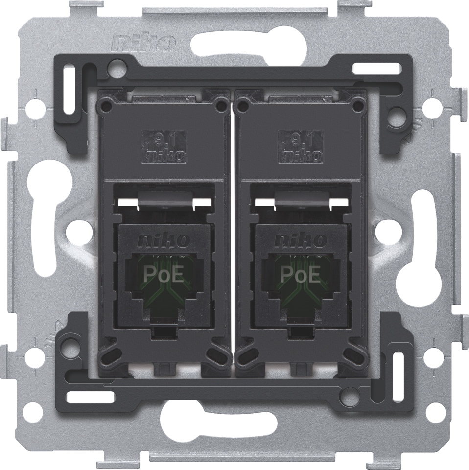 2 RJ45 connections UTP Cat. 5E, PoE++ ready, flat model, incl. base 71