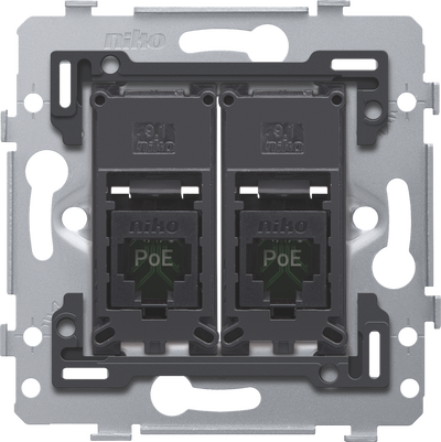 2 RJ45 connections UTP Cat. 5E, PoE++ ready, flat model, incl. base 71