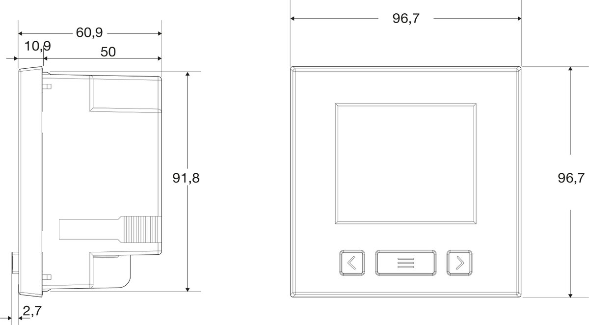 Analisador multímetro painel, 96x96 – Imagem 3 de 3