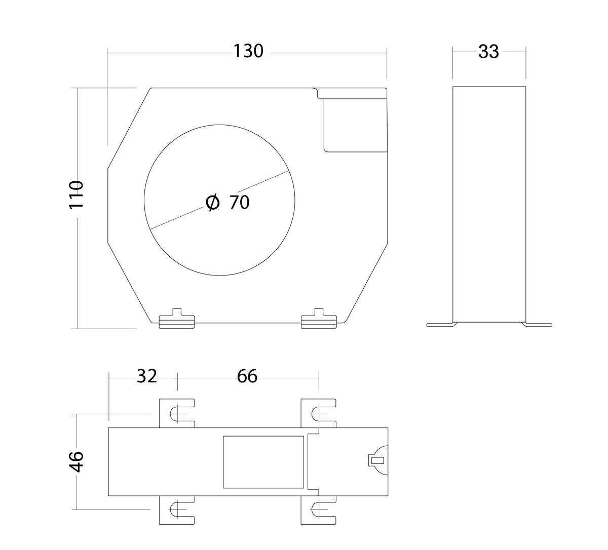 Transformador de corrente com conversor 4 ... 20 mA, pletina 70 mm – Imagem 2 de 2