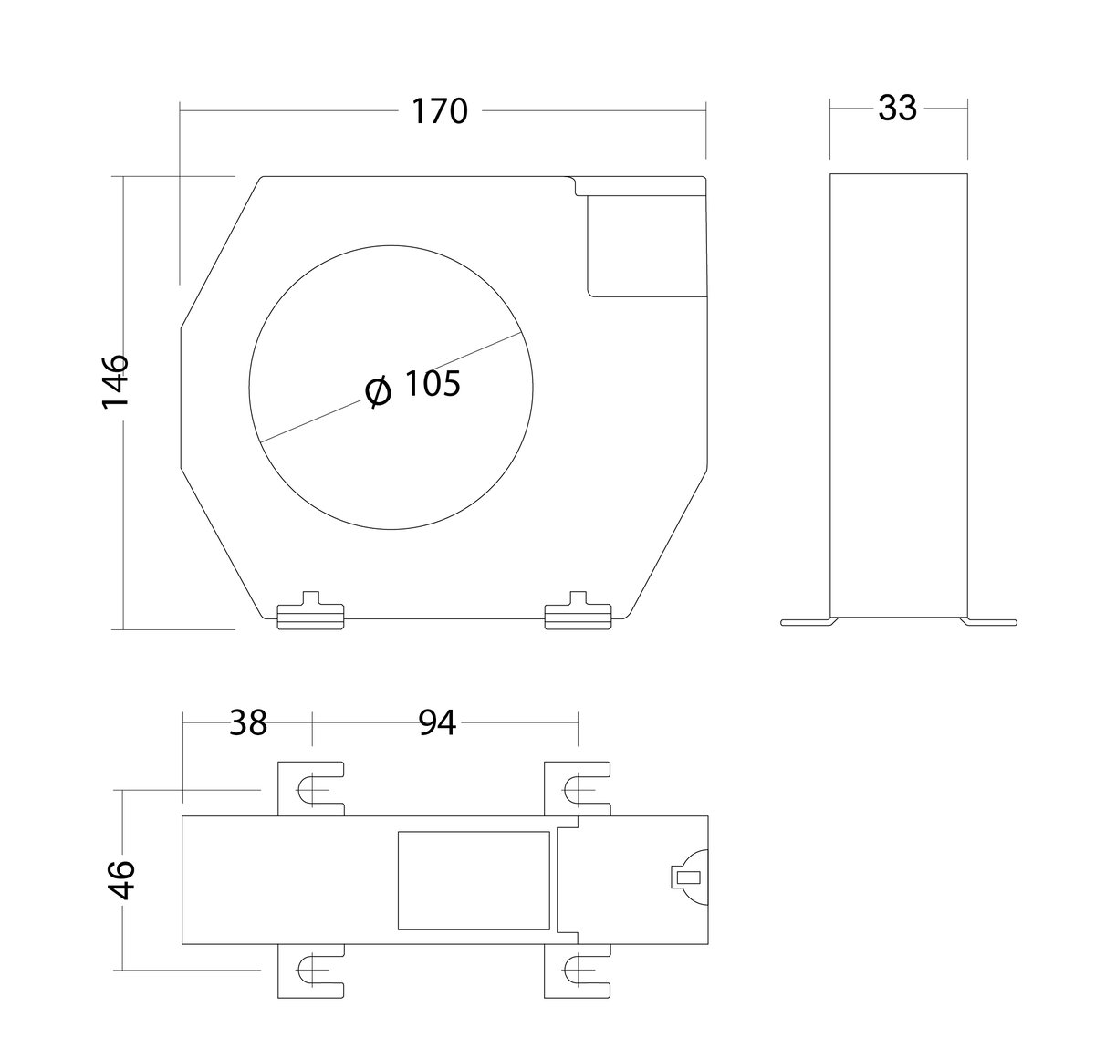 Transformador de corrente com conversor 4 ... 20 mA, pletina 105 mm – Imagem 2 de 2