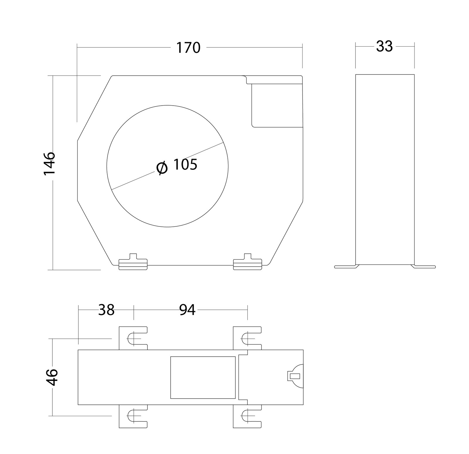 Transformador de corrente com conversor 4 ... 20 mA, pletina 105 mm – Imagem 2 de 2