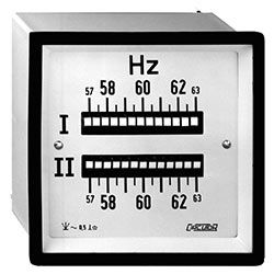 Frequencímetro duplo de 21 láminas, 144x144