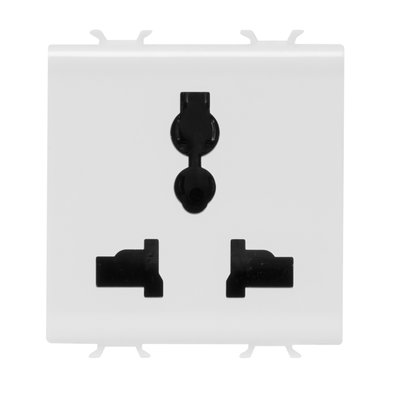 BASE MULTIESTÁNDAR 2P+T - 13A/250 Vca - 15A/127Vca - 2 MÓDULOS - BLANCO BRILLANTE - CHORUSMART