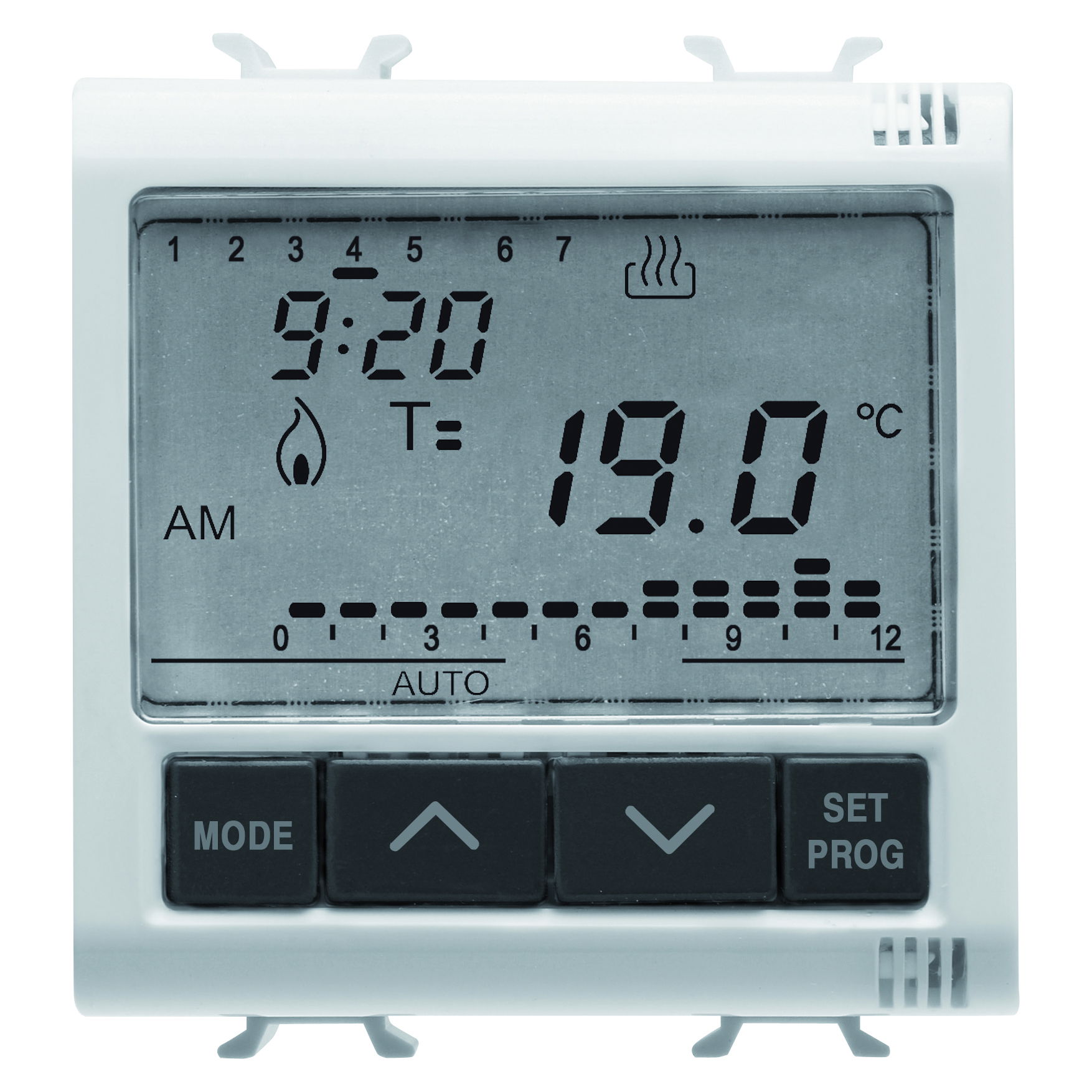 CRONOTERMOSTATO ELETRÓNICO DIARIO/SEMANAL - 230Vca 50/60Hz - 2 MÓDULOS - BLANCO BRILLANTE - CHORUSMART