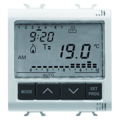 CRONOTERMOSTATO ELETRÓNICO DIARIO/SEMANAL - 230Vca 50/60Hz - 2 MÓDULOS - BLANCO BRILLANTE - CHORUSMART