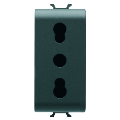 BASE NORMA ITALIANA 250 Vca - 2P+T 16A BIVALENTE - P11-P17 - 1 MÓDULO - NEGRO SATINADO - CHORUSMART