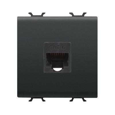 BASE RJ45 - CATEGORÍA 6 - UTP - 2 MÓDULOS - NEGRO SATINADO - CHORUSMART