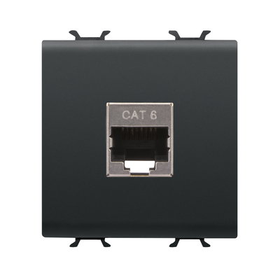 BASE RJ45 - CATEGORÍA 6 - FTP - 2 MÓDULOS - NEGRO SATINADO - CHORUSMART