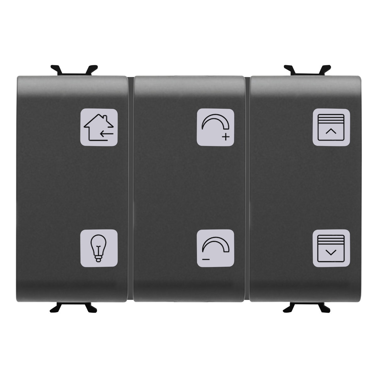PULSADOR CON SÍMBOLOS INTERCAMBIABLES - CON ACTUADOR - KNX - 6+1 CANALES - 3 MÓDULOS - NEGRO - CHORUSMART