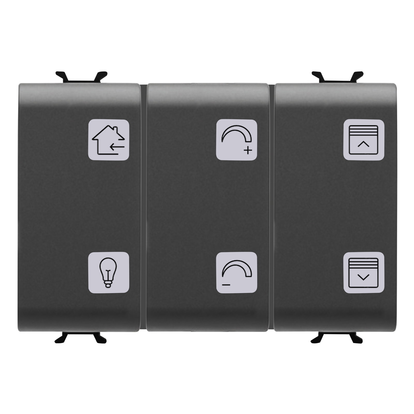 PULSADOR CON SÍMBOLOS INTERCAMBIABLES - CON ACTUADOR - KNX - 6+1 CANALES - 3 MÓDULOS - NEGRO - CHORUSMART