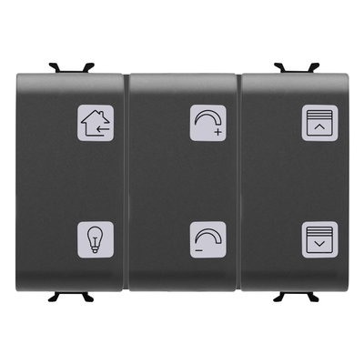 PULSADOR CON SÍMBOLOS INTERCAMBIABLES - CON ACTUADOR MANDO MOTOR - KNX - 6+1 CANALES - 3 MÓDULOS - NEGRO - CHORUSMART