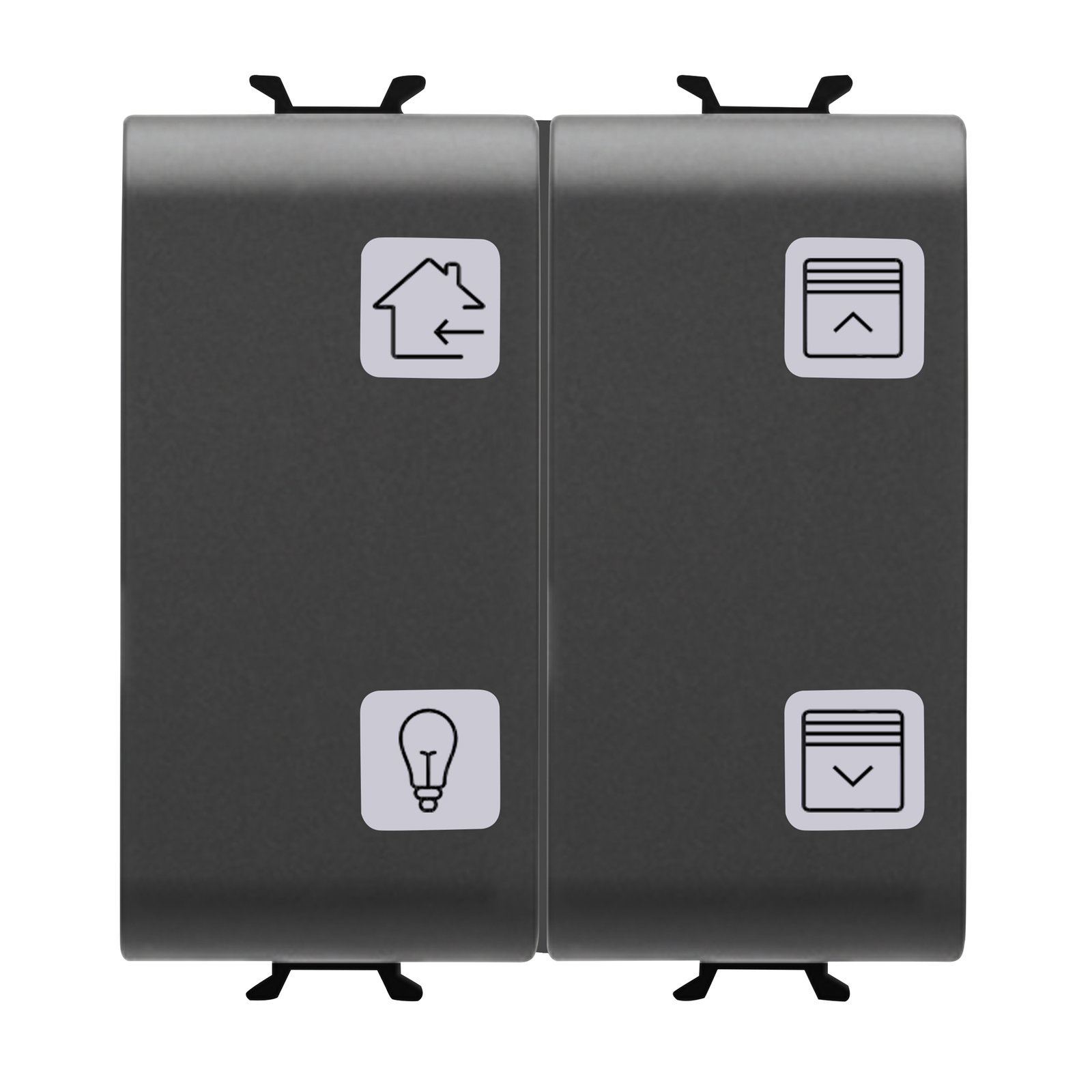 PULSADOR CON SÍMBOLOS INTERCAMBIABLES - KNX - 4 CANALES - 2 MÓDULOS - NEGRO - CHORUSMART