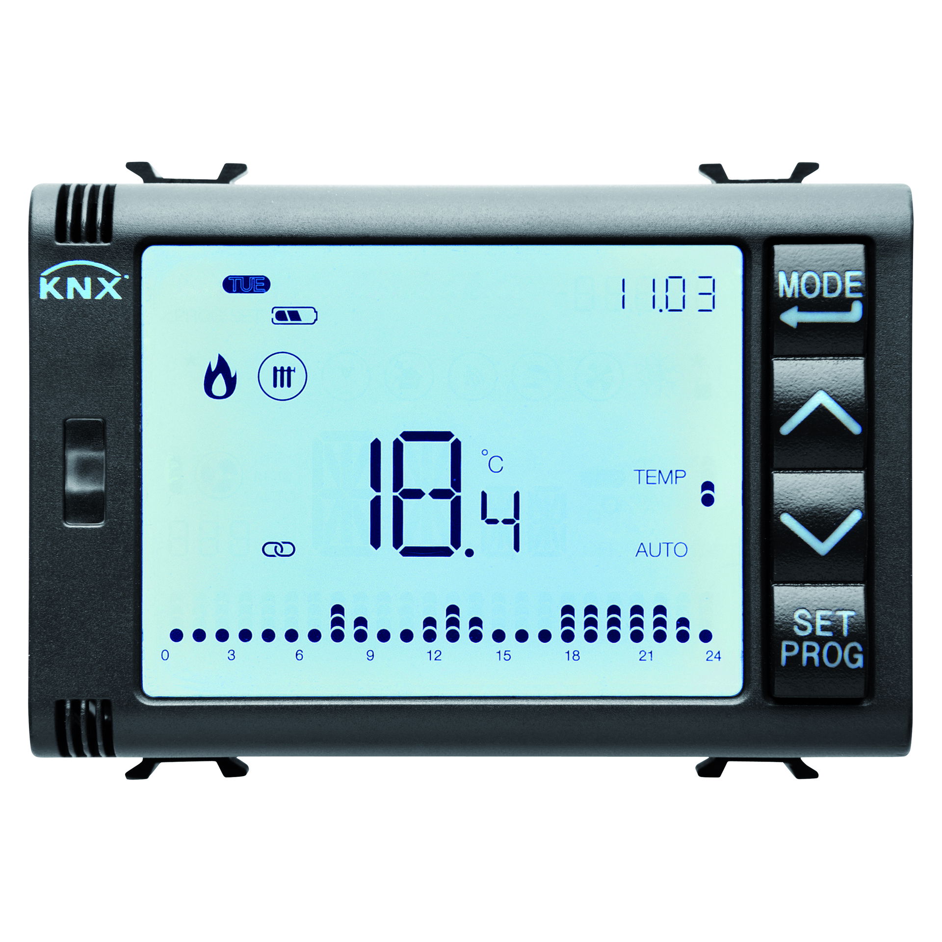 CRONOTERMOSTATO PROGRAMADOR CON GESTIÓN HUMEDAD - KNX - 3 MÓDULOS - NEGRO - CHORUSMART