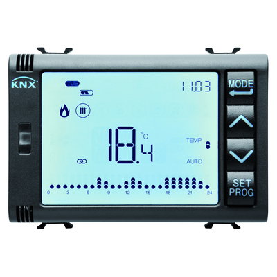 CRONOTERMOSTATO PROGRAMADOR CON GESTIÓN HUMEDAD - KNX - 3 MÓDULOS - NEGRO - CHORUSMART