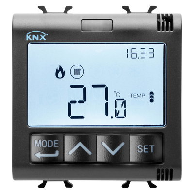TERMOSTATO CON GESTIÓN HUMEDAD - KNX - 2 MÓDULOS - NEGRO - CHORUSMART