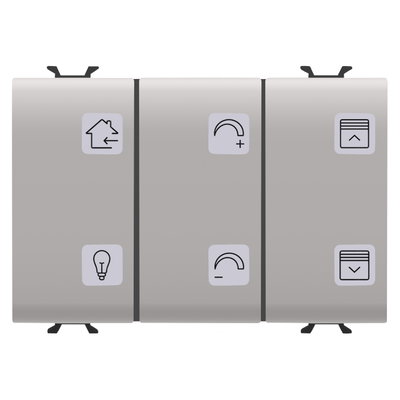 PANEL PULSADOR CON SÍMBOLOS INTERCAMBIABLES - CON ACTUADOR ON/OFF - KNX - 6+1 CANALES - 3 MÓDULOS - BEIGE NATURAL SATINADO - CHORUSMART