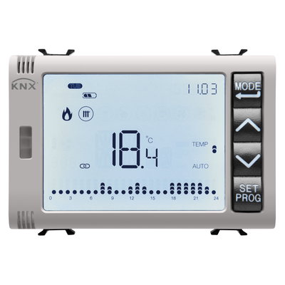 CRONOTERMOSTATO PROGRAMABLE CON GESTIÓN DE HUMEDAD - KNX - 3 MÓDULOS - BEIGE NATURAL - CHORUSMART