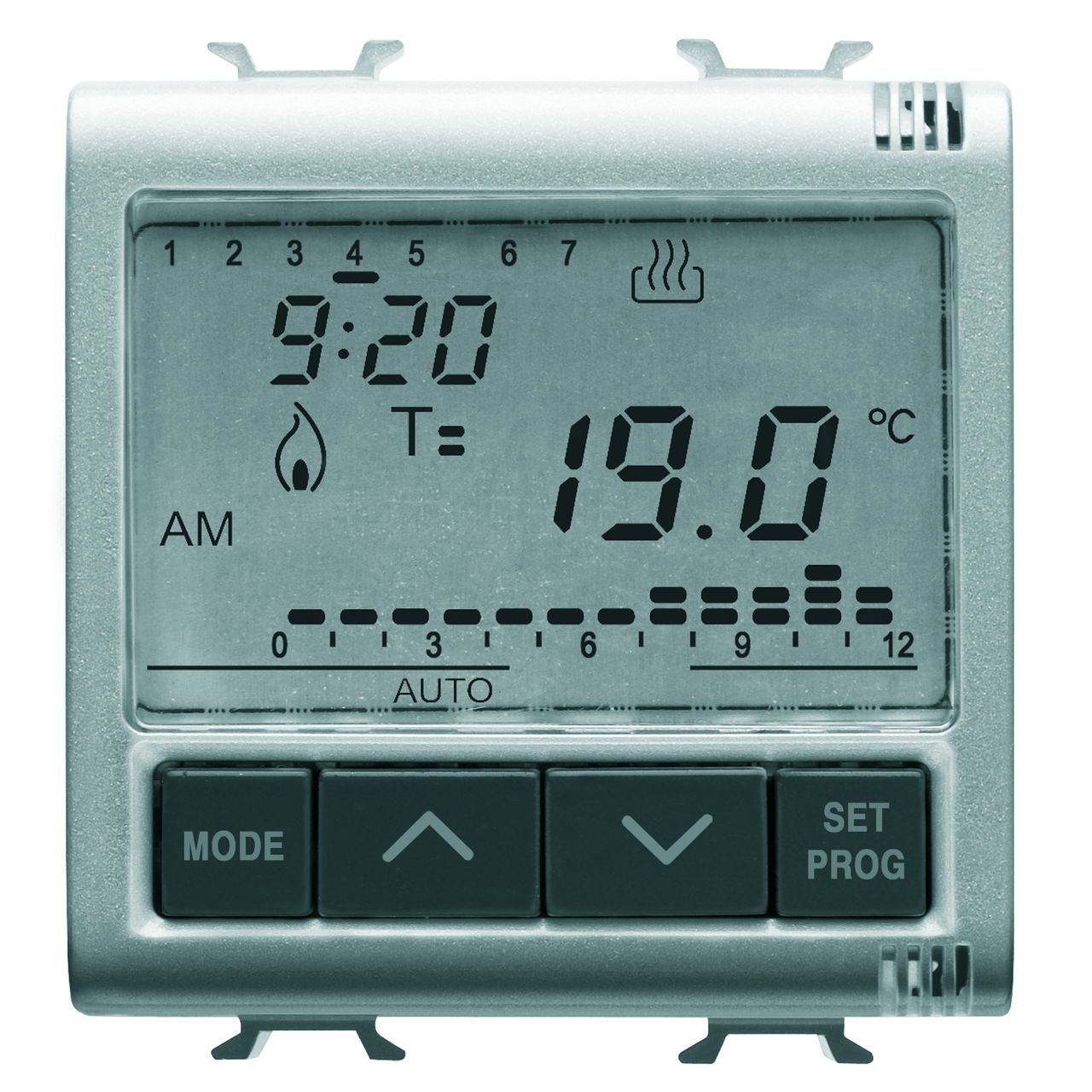 CRONOTERMOSTATO ELETRÓNICO DIARIO/SEMANAL - 230Vca 50/60Hz - 2 MÓDULOS - TITANIO - CHORUSMART