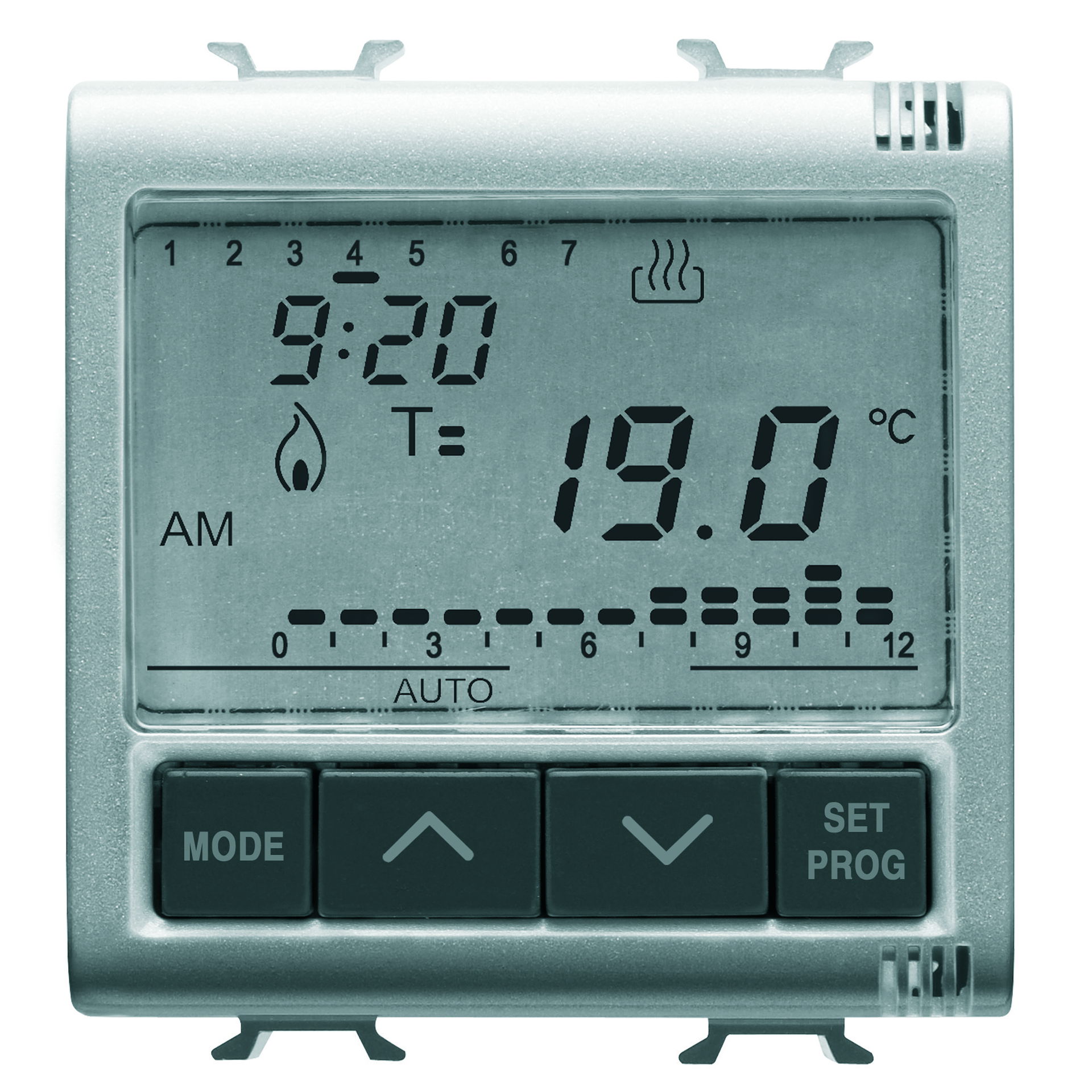 CRONOTERMOSTATO ELETRÓNICO DIARIO/SEMANAL - 230Vca 50/60Hz - 2 MÓDULOS - TITANIO - CHORUSMART