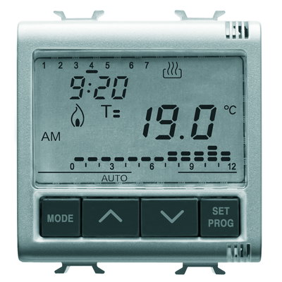 CRONOTERMOSTATO ELETRÓNICO DIARIO/SEMANAL - 230Vca 50/60Hz - 2 MÓDULOS - TITANIO - CHORUSMART