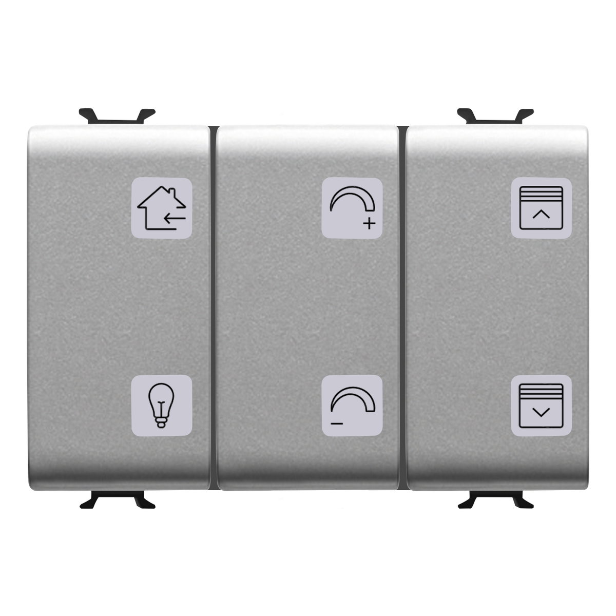 PULSADOR CON SÍMBOLOS INTERCAMBIABLES - CON ACTUADOR MANDO MOTOR - KNX - 6+1 CANALES - 3 MÓDULOS - TITANIO - CHORUSMART