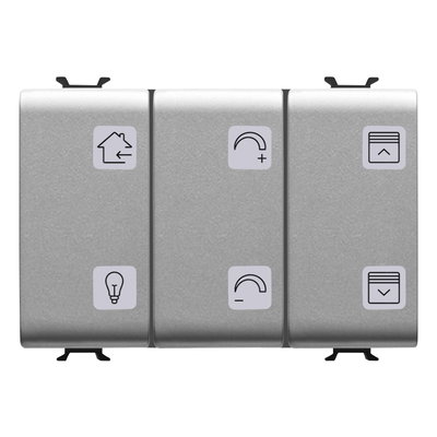 PULSADOR CON SÍMBOLOS INTERCAMBIABLES - CON ACTUADOR MANDO MOTOR - KNX - 6+1 CANALES - 3 MÓDULOS - TITANIO - CHORUSMART