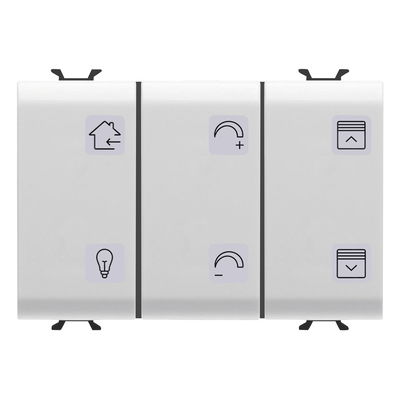 PANEL PULSADOR CON SÍMBOLOS INTERCAMBIABLES - KNX - 6 CANALES - 3 MÓDULOS - BLANCO SATINADO - CHORUSMART