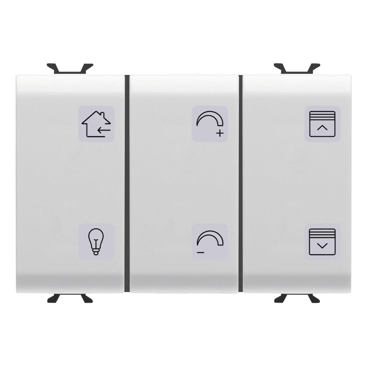 PANEL PULSADOR CON SÍMBOLOS INTERCAMBIABLES - CON ACTUADOR DE PERSIANA - KNX - 6+1 CANALES - 3 MÓDULOS - BLANCO SATINADO - CHORUSMART