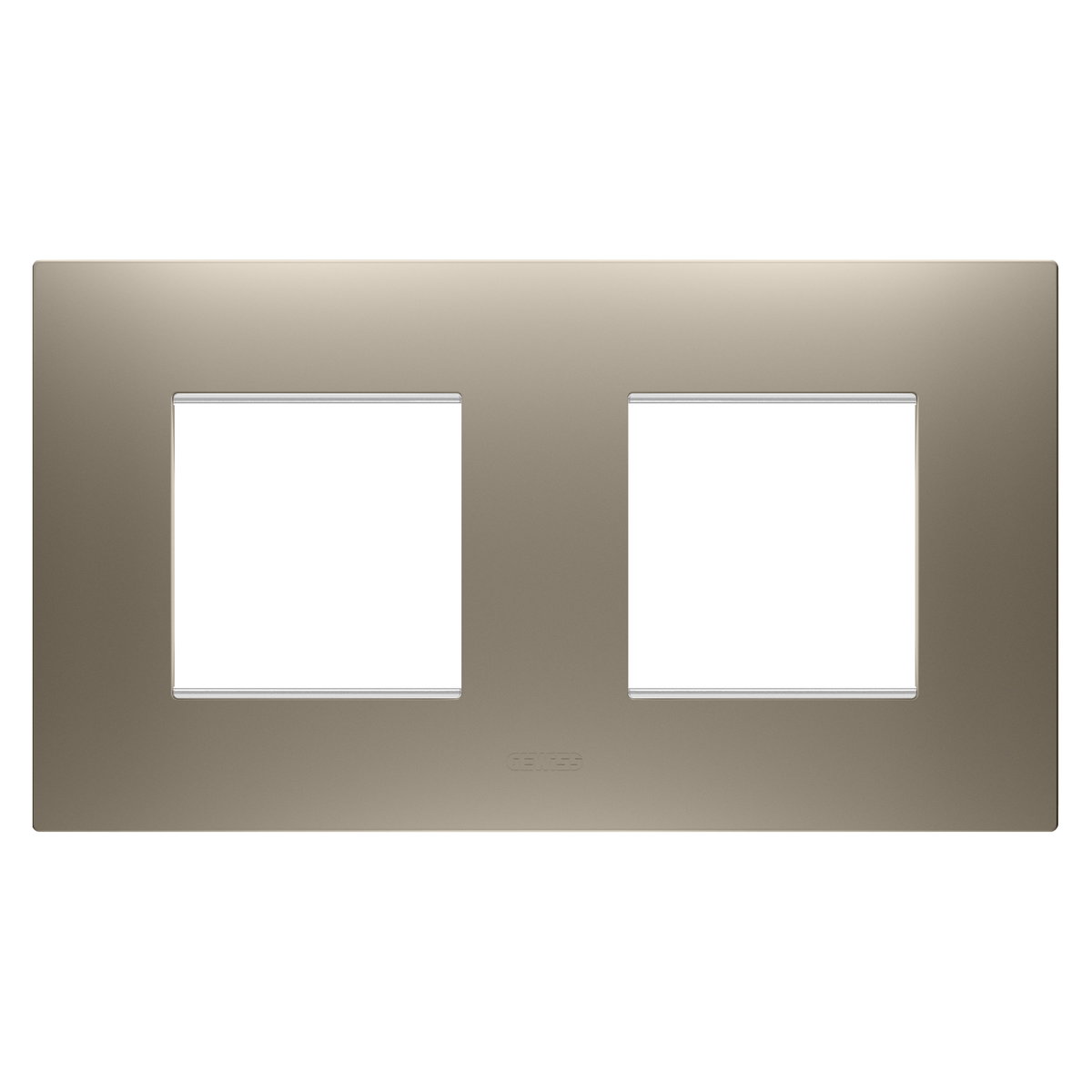 PLACA EGO INTERNATIONAL - EN TECNOPOLÍMERO BARNIZADO - 2+2 MÓDULOS HORIZONTAL - BRONCE CLARO - CHORUSMART