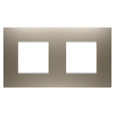 PLACA EGO INTERNATIONAL - EN TECNOPOLÍMERO BARNIZADO - 2+2 MÓDULOS HORIZONTAL - BRONCE CLARO - CHORUSMART