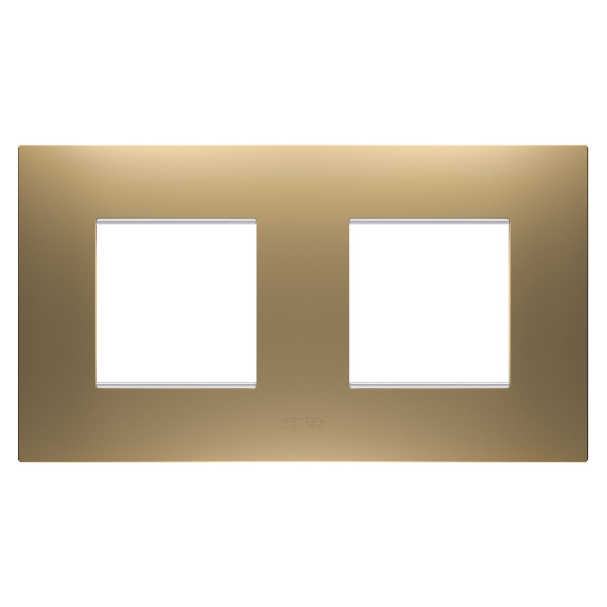 PLACA EGO INTERNATIONAL - EN TECNOPOLÍMERO BARNIZADO - 2+2 MÓDULOS HORIZONTAL - ORO - CHORUSMART