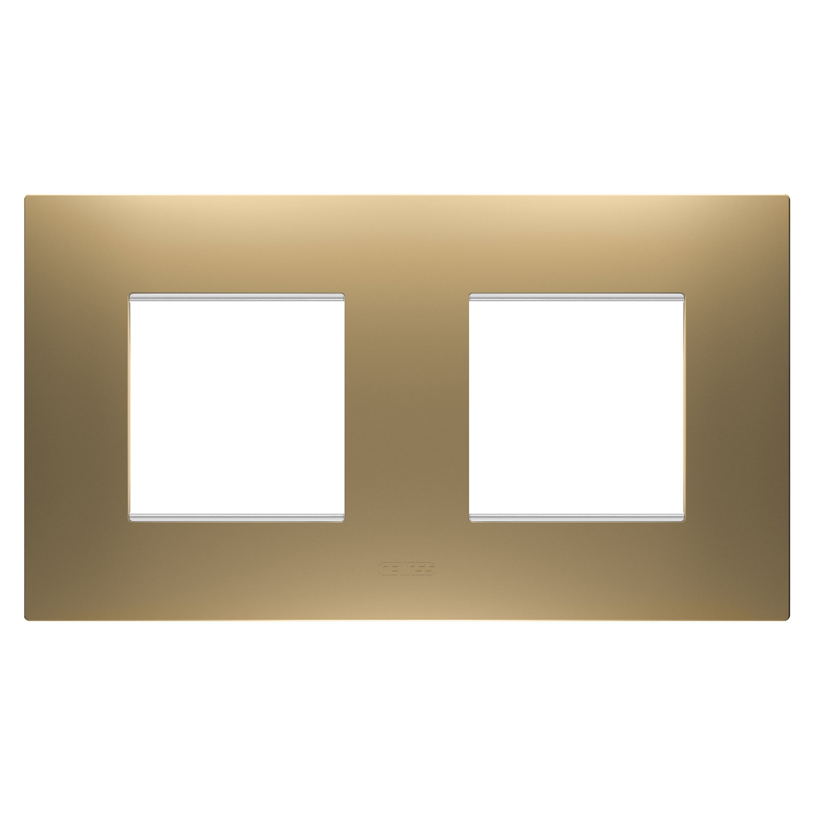 PLACA EGO INTERNATIONAL - EN TECNOPOLÍMERO BARNIZADO - 2+2 MÓDULOS HORIZONTAL - ORO - CHORUSMART