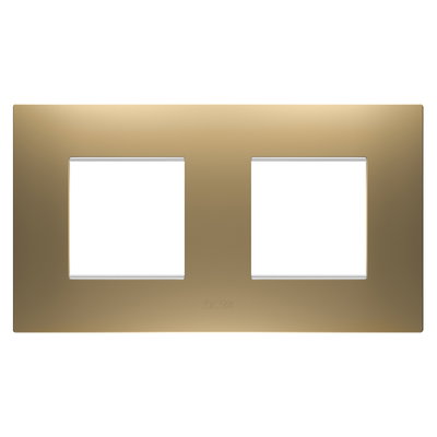 PLACA EGO INTERNATIONAL - EN TECNOPOLÍMERO BARNIZADO - 2+2 MÓDULOS HORIZONTAL - ORO - CHORUSMART