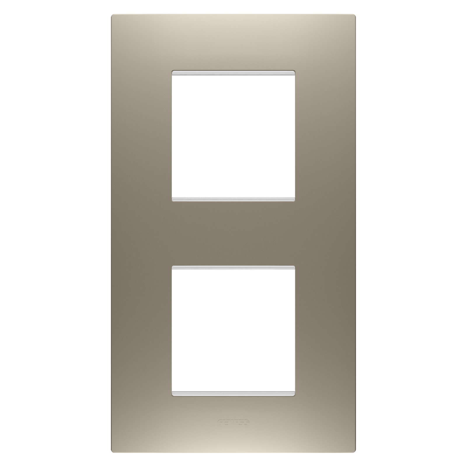 PLACA EGO INTERNATIONAL - EN TECNOPOLÍMERO BARNIZADO - 2+2 MÓDULOS VERTICAL - BRONCE CLARO - CHORUSMART