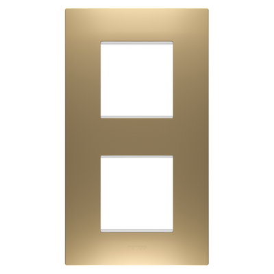 PLACA EGO INTERNATIONAL - EN TECNOPOLÍMERO BARNIZADO - 2+2 MÓDULOS VERTICAL - ORO - CHORUSMART