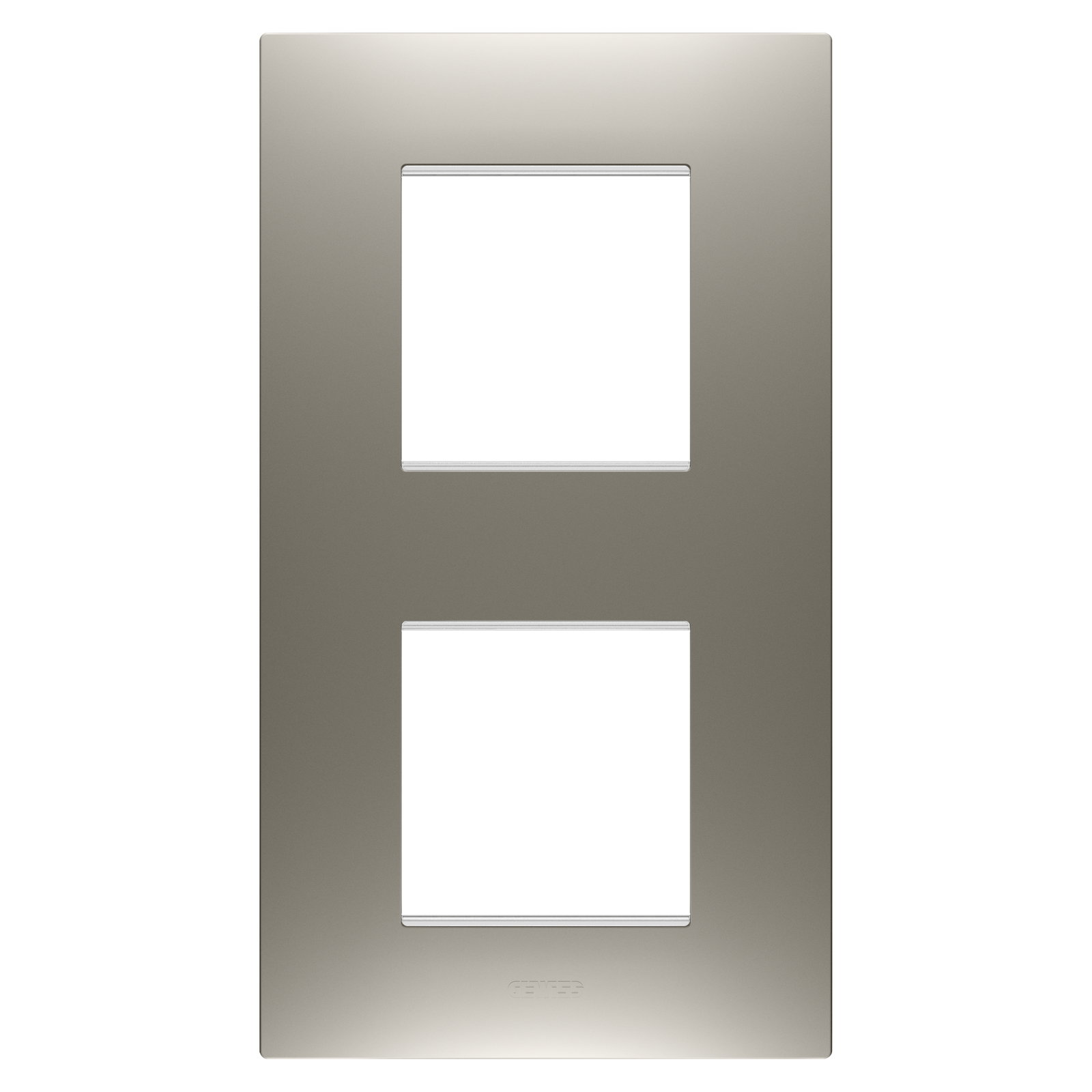 PLACA EGO INTERNATIONAL - EN TECNOPOLÍMERO BARNIZADO - 2+2 MÓDULOS VERTICAL - ACERO - CHORUSMART